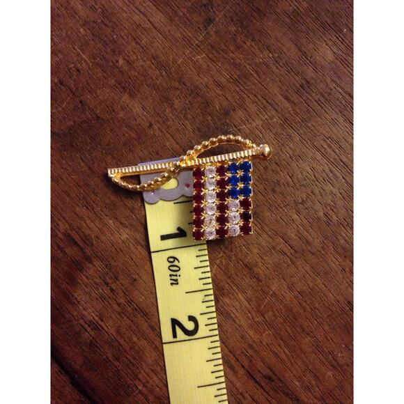 RAFAELIAN Rhinestone American Flag Red, White, and Blue Patriotic Pin/Brooch - Picture 4 of 4